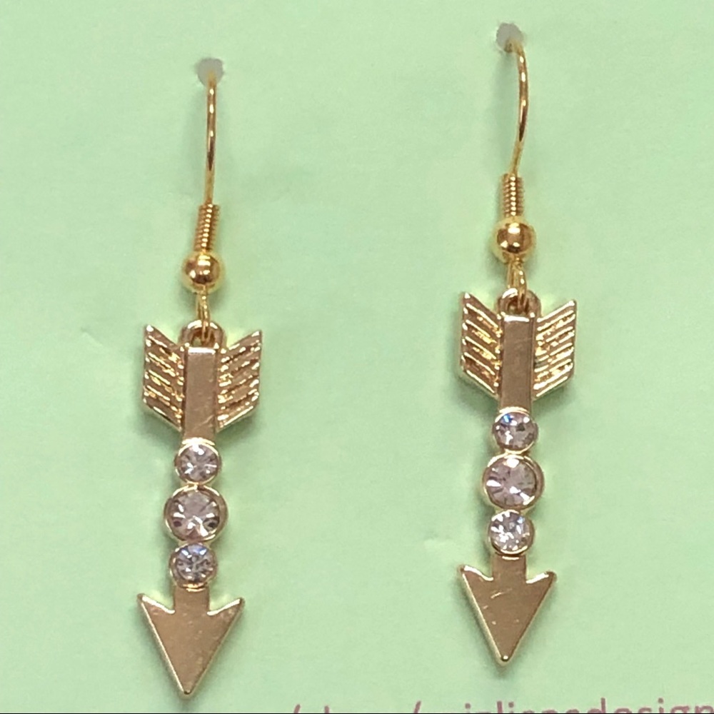 Handmade Gold Arrow Dangle Earrings NWT